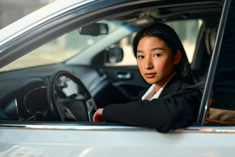 Woman sitting in a car